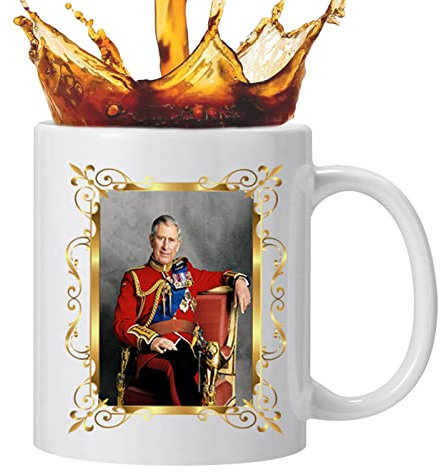 Youding Tasse du Roi Charles | Tasse à thé commémorative en céramique Charles | 350 ML King Cup Tasse à café en céramique Cadeau Politique 2023 Roi d'Angleterre sa majesté Royale