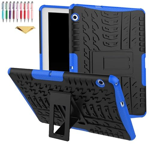 QYiiD Custodia per Huawei MediaPad T3 10 da 9,6 pollici, ibrida robusta e resistente armatura protettiva [assorbimento degli urti] cover con cavalletto per tablet Huawei MediaPad T3 10 (AGS-W09