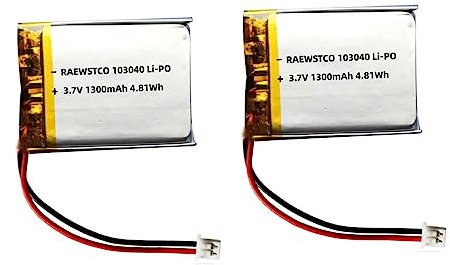 RAEWSTCO 3.7V 1300mAh 103040 Batteria al litio polimerica ricaricabileper DIY Sostituzione della batteria da 3,7-5 V per prodotti elettronici,Alimentatore mobile ad accumulo di energia