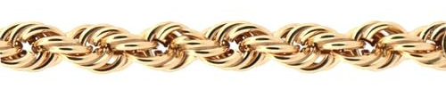 Jewelco London Ladies 9ct Yellow Gold Diamond Cut Hollow Rope 5mm Chain Bracelet, 7.5 inch 19cm