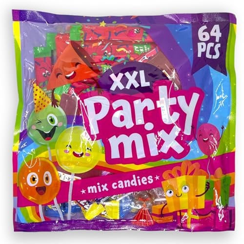 MIJOMA Süßigkeitenmischung XXL Party Bag - 64 Knaller-Leckereien für Naschkatzen! Kaubonbons, Hartkaramellen, Lutscher & Bonbons - Spaß, Geschmack & Abwechslung garantiert, vegan glutenfrei, 500g
