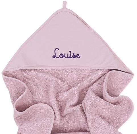 upstitch studio Baby und Kinder Kapuzenhandtuch mit Namen personalisiert für Jungen und Mädchen, Handtuch Baby, Handtuch Kind, Bestickt, 75x75cm, 100% Baumwolle (Mauve)