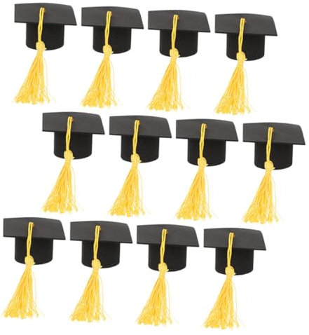 KITANDOVE 12pcs Class of 2023 Cake Mini Graduation Hat Cake Decorating Supplies Grad Cupcake Toppers Drinker Bottle Topper Top Hat Graduation Cupcake Toppers Baby Polyester Wine