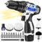 16.8V Cordless Drill Brush Set，Electric Dril with 2 Batteries 1500mAh, 25+1 Torque, 45N.m Max Torque, 10PCS Drill Bits,5PCS Power Scrubber Brush Kit for Home Cleaning and Garden DIY