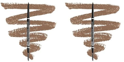 NYX Professional Makeup Augenbrauenstift, Micro Brow Pencil, Beidseitig mit ausdrehbarem Augenbrauenstift und Bürstchen, Vegane Formel, Farbton: Taupe (Packung mit 2)