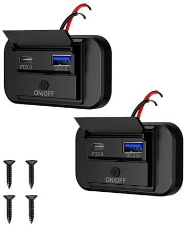 Sanicata 12V USB Socket with Dual PD3.0 USB-C and QC3.0 USB-A Ports 36W QC3.0 & 55W PD Quick Charge Power Outlet for 24V Can Be Used in Cars, Boats, Motorcycles,Trucks, Golf Carts