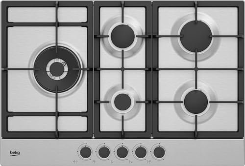 Beko HIAL75225SXE - Piano cottura, 5 fuochi, gas, 75x51 cm, inox