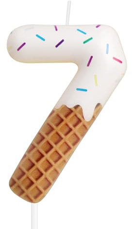 mciskin Ice Cream Theme Birthday Candle, Colorful Cake Decorations, Candy Number 7, Sweet 7th Cake Topper, Ice Cream Theme for Girls Boys Birthday Decorations, Summer Party Supplies
