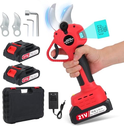 Tijeras de Podar Electricas, Apertura Máxima de La Hoja 30-50mm, 4000mAh Batería Sharp Sk7,Trabajar de 6-10 Horas Tijeras de Podar con Motor Brushless con Monitor para Jardinería,Árboles Frutales