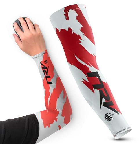 NRV Manchette de Compression Gaming Esport (Edition Camo) – Optimisez Votre Jeu d'eSport avec Style Camouflage – Conçu par des Professionnels – Durable, Respirant et Sans Friction (Blanc/Rouge, M)