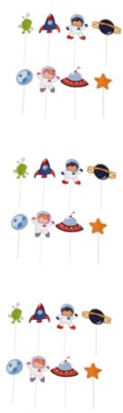 Cabilock Ensemble De 144 Pièces décorations de fête à thème spatial choix de petits gâteaux décor de gâteau d'anniversaire Décorations pour muffins et pains dessus de gâteau d'astronaute