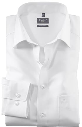 OLYMP Herren Oberhemd Langarm Hemd,einfarbig,Twill,Comfort fit,New Kent,Weiss 00,52