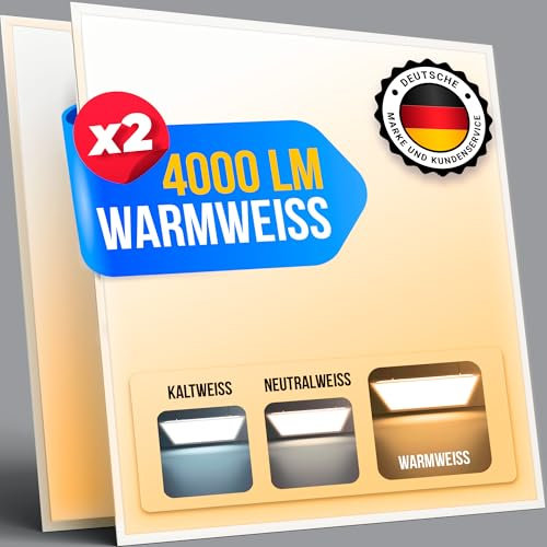FRESH LED Panel 62x62 Deckenlampe | 4000 lm inkl. Netzteil | Deckenpanel | Flickerfrei Einbau Büro Deckenleuchte | Bürolampe | Warmweiß 3.000 Kelvin | 2er Pack