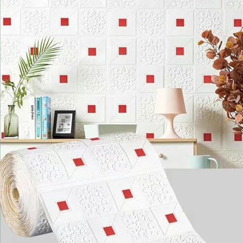 70 cm * 1 m 3D motif de brique autocollant mural panneau auto-adhésif imperméable salon papier peint décoration de la maison-rouge 2-70 CM X 5 M