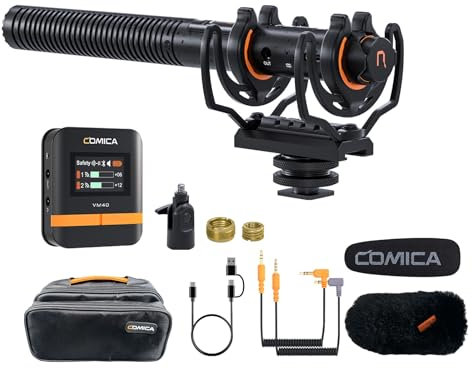 COMICA VM40 Wireless Shotgun Microphone with Receiver for Camera,Smartphone and PC,Support APP Control USB C Digital Output for Video Recording, Podcasting and Interview