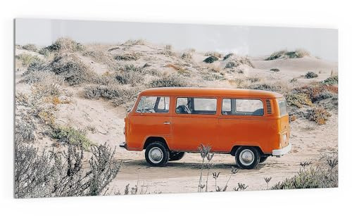 DEQORI Küchenrückwand Glas | Motiv Küstenabenteuer im VW | 100x50 cm cm | Bad- oder Herd-Rückwand | Herdblende Spritzschutz für Küche & Badezimmer | moderne Deko für Fliesenspiegel