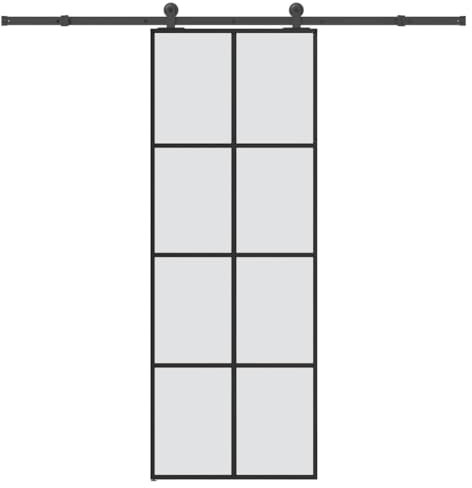 vidaXL Puerta corredera con set herrajes vidrio ESG aluminio 76x205 cm