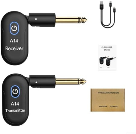 E-Gitarre Funk System 2,4GHz Sender Empfänger Set mit 90° drehbarem Stecker 8 Stunden Akkulaufzeit
