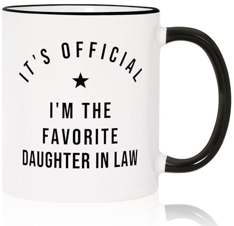 Aurahouse Daughter in Law Gifts Mug, Christmas Birthday Wedding Gifts for Daughter in Law from Mother in Law MIL, Officially Favorite Child Daughters Cup, Funny DIL Gift