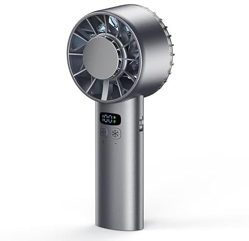 Portátil de Mano Recargable, Mini Ventilador Turbo, Ventilador de Mano Con Batería de 5200mah, Refrigeración, Velocidad Ajustable (1-100), Adecuado para Viajes y Exteriores (Negro)