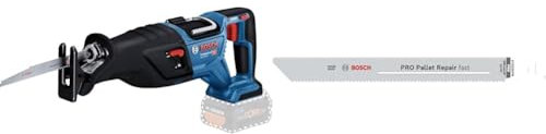 Bosch Professional 18V System BITURBO Cordless Reciprocating Saw GSA 18V-28 + 5X PRO Pallet S1022HFR Repair Fast Reciprocating Saw Blade (for Steel, Wood with Nails, Length 200 mm)