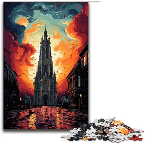 1000-teiliges Puzzle farbenfrohe und psychedelische Kathedrale Unserer Lieben Frau der Ameisen Puzzle für Erwachsene Holzpuzzle Familienspiele 1000 Teile (75 x 50 cm)