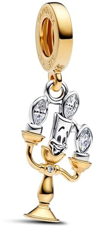 PANDORA Funkelnde Sternschnuppe Charm aus Sterling Silber mit 14k vergoldeter Metalllegierung und Zirkonia, kompatibel Moments, Maße: 10 x 11,6 x 11,2 mm, 762202C01