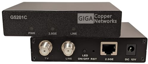 GIGA Copper - G.hn Wave2 EoC Bridge mit 2,5GBit LAN - Gigabit Ethernet Over Coax, Netzwerk über Koaxialkabel, 1600 Mbit/s, Latenz <1ms, 1x G5201C InHome