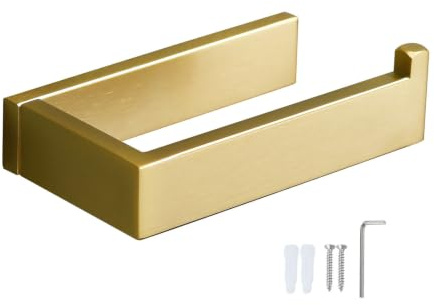YACVCL Brushed Gold Toilet Roll Holder Wall Mounted for Modern Bathroom | Toilet Paper Holder Screw SUS304 Stainless Steel Non-slip Design Tissue Roll Holders for Kitchen Washroom