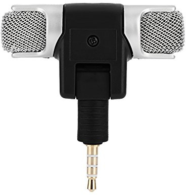 BONKZEBU Mini Microphone Stéréo Micro Compact Très Abordable pour Smartphones, Prise Jack Dorée, Mini Micro Unidirectionnel pour L'enregistrement Téléphonique