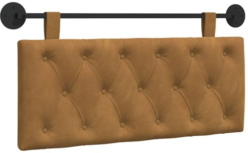 vidaXL Hängendes Kopfteil Braun Samt, Schlafzimmer, modernes Wand-Kopfteil, rechteckig mit Samtbezug, gesteppt, Holzwerkstoff, platzsparende Dekoration