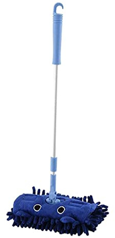 MagiDeal Mini Mopa Infantil Set de Limpieza Juguete Didáctico Herramienta de Simulación Absorbente Fibra Suave Adecuado para Niños Actividades Familiares Dormi, Azul