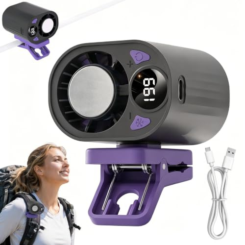 Yizemay Car Clip on Air Conditioner Fan, Portable Mini Air Conditioner for Car with 360° Rotation, Car Air Conditioner with LED Display 199 Speeds USB Rechargeable Cars Fans for Visor Office Beach.