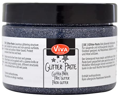 Viva Decor Glitter-Paste (Hämatit, 150ml) Glitzerfarben zum Basteln/Bemalen/Schablonieren - glitzernde Effektpaste - Farbe für Glas, Porzellan, Holz, Ton uvm. - Made in Germany