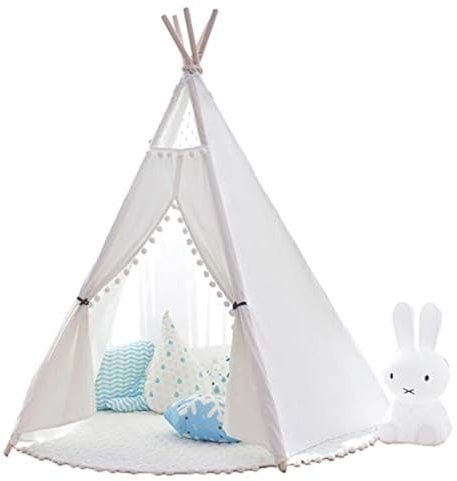 little dove Tipi Spielzelt für Kinder Natürliches Baumwollsegeltuch,Kinderzelt, Spielhaus, mit Matte