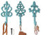 Comfify Ganci decorativi da parete in ghisa, stile rustico, stile shabby francese, grandi ganci decorativi, set da 3, viti e tasselli per il montaggio inclusi, colore: blu