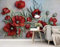 Fototapete 3D Tapete Kinderzimmer Deko Geprägte rote Mohn Tapeten Vliestapete Wandbilder Schlafzimmer Wanddeko Wohnzimmer Wandgemälde