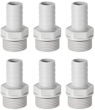 sourcing map 6 Stück PVC Schlauchanschluss Schlauchverbinder 12mm oder 15/32 mit Widerhaken x 3/4 G Stecker Rohr Schlauchtülle Wasseranschluss Verlängerung