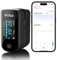 Pulsossimetro Bluetooth, Ossimetri Monitor della Saturazione di Ossigeno, Monitor della Saturazione di Ossigeno per Dito, per Livello Sp02 e Frequenza Cardiaca, Portatile con APP, Nero