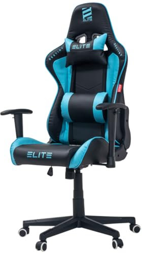 ELITE Gaming Stuhl MG200 Destiny | Ergonomischer Bürostuhl - Schreibtischstuhl - Chefsessel - Sessel - Racing Gaming-Stuhl - Gamingstuhl - Drehstuhl - Chair - Kunstleder Sportsitz (Schwarz/Blau)