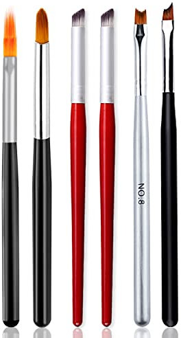 DANNEASY Lot de 6 pinceaux pour nail art à tête oblique pour French manucure