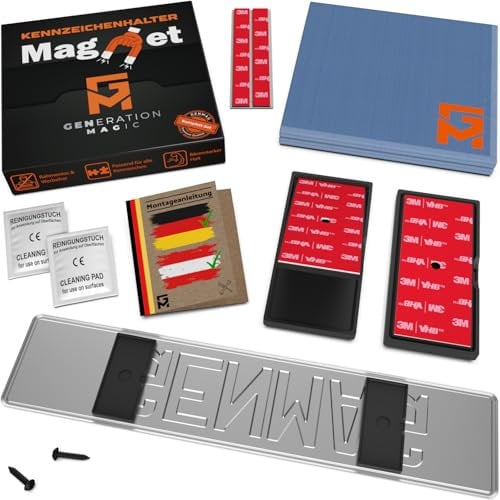 GENMAG 1x Magnetic Number Plate Holder | Frameless Magnetic License Plate Holder | Magnet Car Number Plate Holder | Car Registration Plate Holder | License Plate Bracket Frame Clips, Universal