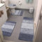 Bsmathom Badezimmerteppich-Set, 4-teilig, mit WC-Deckelbezug, rutschfeste Badteppiche für Badezimmer, Mikrofaser, zottelig, saugfähig, mit U-förmigem WC-Vorleger, Badezimmerteppich, blau