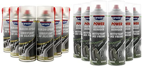 Presto 540646 Set di 6 Spray al Silicone 400 ml & 531583 Set di 6 Detergente per freni POWER 500 ml