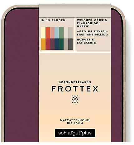 schlafgut Frottex Spannbettlaken 90x200cm bis 100x200cm - Purple Deep - 75% Baumwolle, 25% Polyester, Oeko-TEX Zertifiziert - Matratzenhöhe bis 25 cm, Frottee Bettlaken