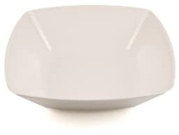 Buzztrove 4 Pcs Deep Square Plastic Bowls Set | 16 cm, 19 cm & 24 cm | Unbreakable Colorful Bowls for Parties, E-Co Friendly, Reusable Bowls for Salad & Pasta (White, 19 x 19cm)