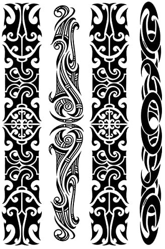 x3 Temporäre tattoos Maori Armband - 3 Blätter von Fake tattoos | Polynesisch Tätowierung | Schwarz | Maori Armbänder Klebetattoos, Herren, Damen - TATTOO YOUR STYLE