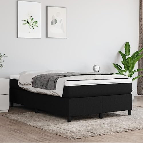 Tidyard Boxspringbett mit Matratze Bettrahmen Jugendbett mit Lattenrost Gästebett Polsterbett Bett mit Kopfteil Designerbett Doppelbett/Einzelbett Hotelbett Schlafzimmerbett Schwarz 120x200 cm Stoff