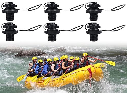 Kellegour 6 Pcs Válvula de Aire Inflable,Válvula de Bote Inflable,Válvula de Aire de Tornillo de Repuesto,Hinchables Válvulas de Aire,Válvulas Boston para Kayaks,Barcos Pesqueros,Bote de Piscina,Negro