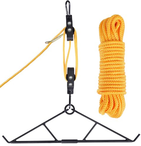 WHSSFINE Deer Hanger for Skinning, Deer Hunting Game Hoist Pulley Lift System with Gambrel, Max to 700LB for Hanging and Processing Deer Hog Goat